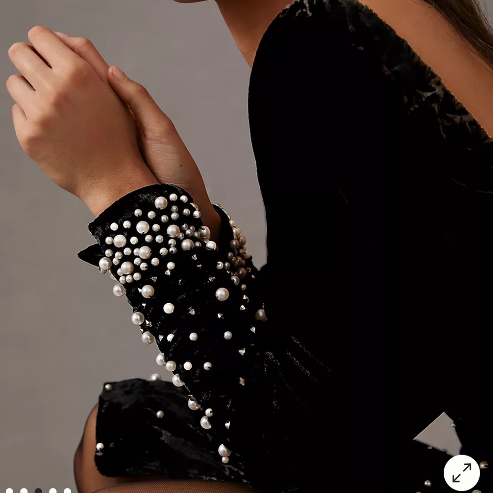 NWT Anthropologie Embellished Velvet Dress - Picture 6 of 14